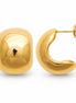 Grandes créoles épaisses dorées • Boucles d'oreilles anneaux demi-arrondis ouverts • Bijou contemporain pour femme