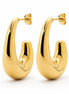 Grandes créoles Ovales épaisses dorées • Boucles d'oreilles anneaux demi-arrondis ouverts • Bijou contemporain pour femme