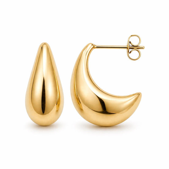 Demi Créoles Ouvertes dorées • Boucles d'oreilles clous anneaux demi-arrondis • Bijou contemporain pour femme