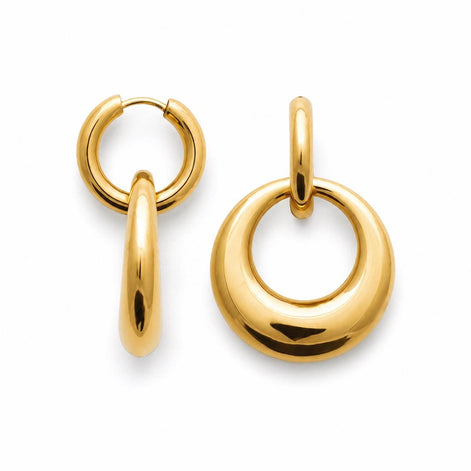 Créoles pendantes • Doré Or Fin 18K • Pendentif amovible • Boucles d'oreilles anneaux tendance • Bijoux modernes pour femme