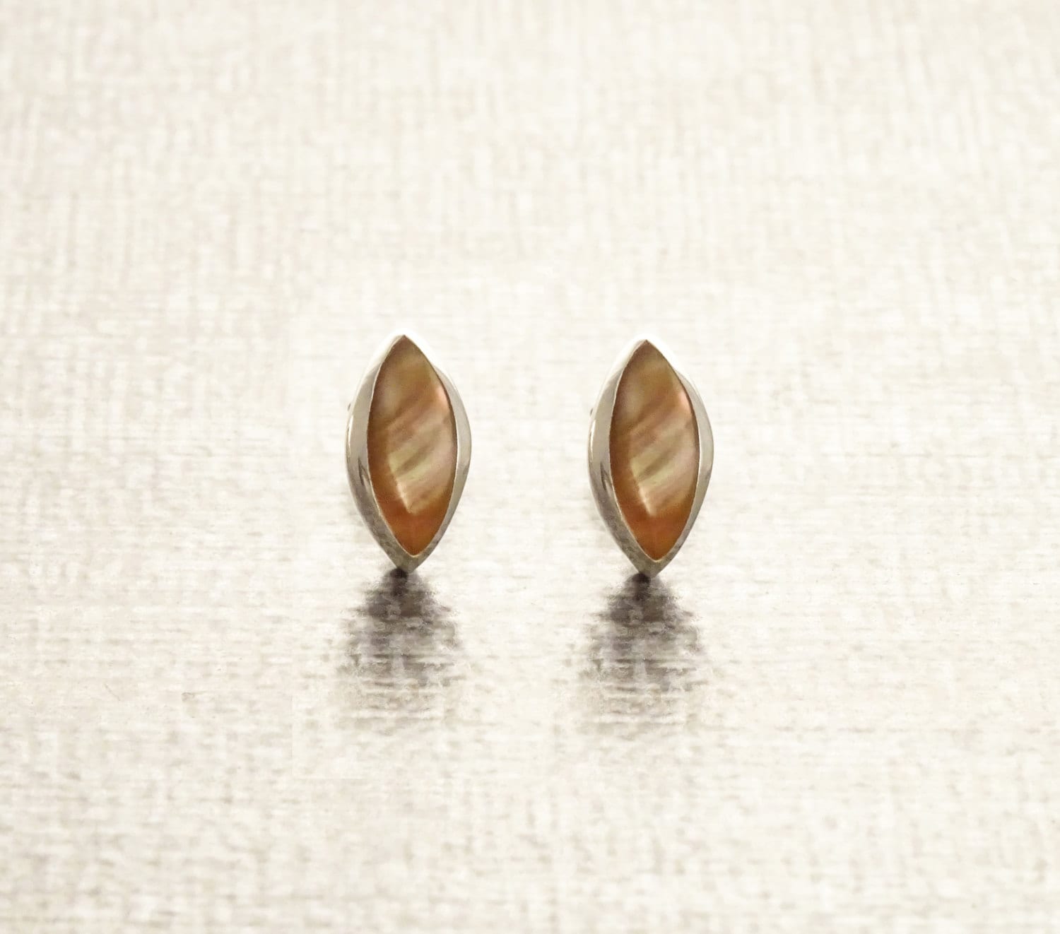 Oval Stud Earrings, Sterling Silver, GENUINE Brown Paua Shell Iridescent Pearl Rainbow Highlights, Geometric Minimalist Dainty Earrings
