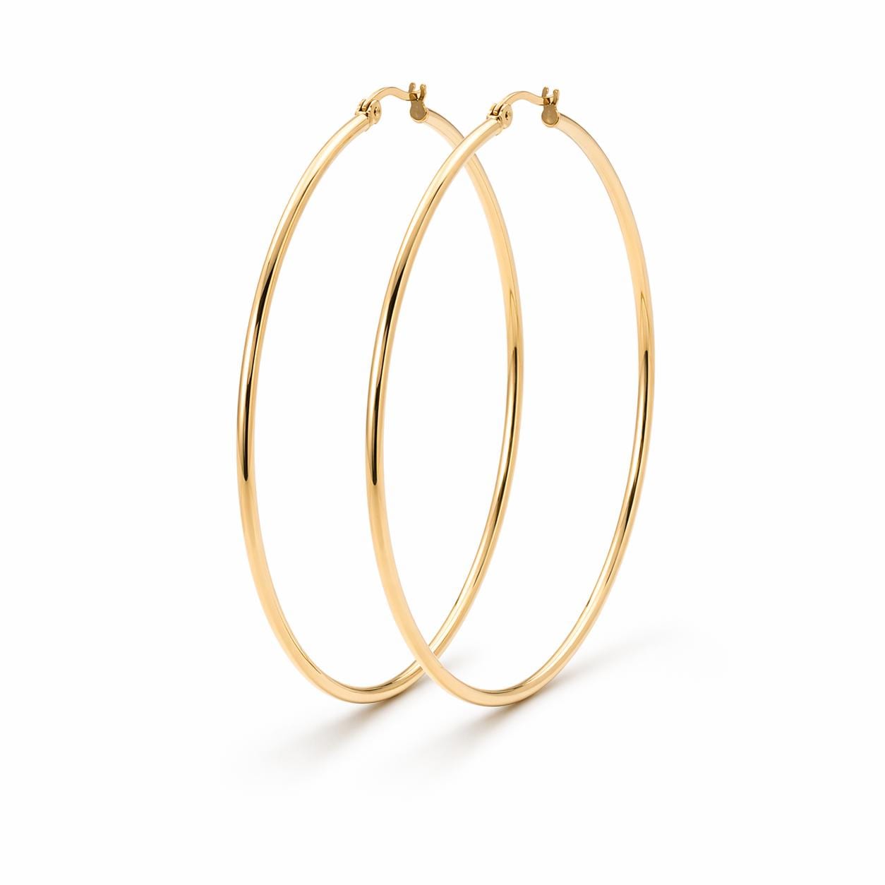 Grandes créoles dorées • Boucles d'oreilles anneaux classiques minimalistes • Bijoux pour femme • Disponibles en différentes tailles