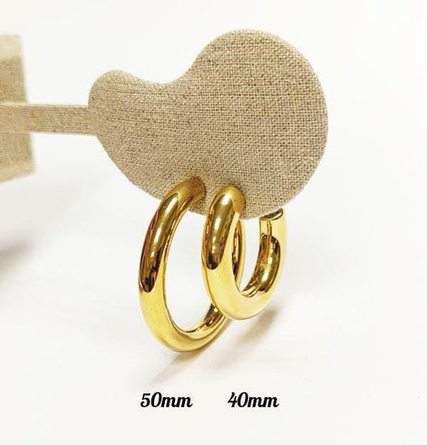 Grandes créoles épaisses dorées • Boucles d'oreilles anneaux ouverts • Bijou contemporain pour femme