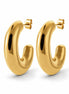 Grandes créoles C épaisses• Doré Or Fin 18K • Boucles d'oreilles anneaux Ovales ouverts • Bijou contemporain pour femme