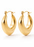 Créoles losange arrondi • Doré Or Fin 18K • Boucles d'oreilles anneaux épais • Bijou contemporain pour femme