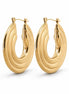 Créoles Disque doré • Grandes Boucles d'oreilles anneaux géométrique rond plat • Bijou moderne pour femme
