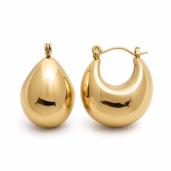 Créoles chunky épaisses dorées • Boucles d'oreilles imposantes anneaux larges • Bijou contemporain pour femme