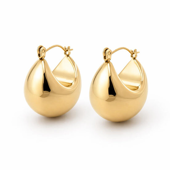 Créoles chunky épaisses dorées • Boucles d'oreilles imposantes anneaux larges • Bijou contemporain pour femme