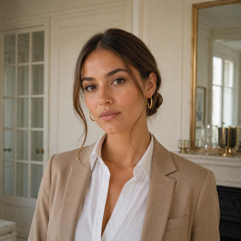Grandes créoles ovales • Doré Or Fin 18K • Elégantes Boucles d'oreilles anneaux ouverts • Bijou moderne pour femme