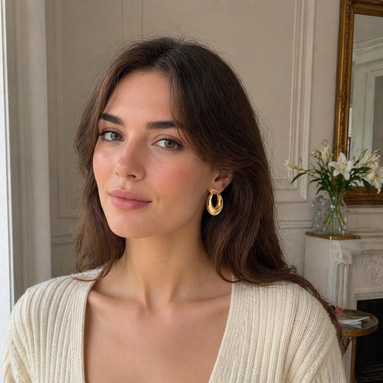 Créoles chunky croissant plaqué Or • Boucles d'oreilles grand anneaux épais • Bijou contemporain pour femme
