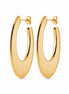 Grandes créoles ovales plates • Doré Or Fin 18K • Boucles d'oreilles anneaux ouverts • Bijou contemporain pour femme