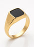 Bague chevalière onyx noir • Anneau pierre carré or et argent 925 • Bijou unisexe minimaliste élégant