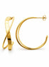 Créoles modernes croisées • Doré Or fin 18K • Boucles d'oreilles anneaux ouverts torsadés • Bijoux moderne pour femme
