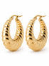 Créoles torsadées • Doré Or Fin 18K • Boucles épaisses en forme de croissant • Anneaux d'oreilles pour femme