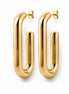 Créoles rectangle ouvertes • Doré Or Fin 18K • Boucles d'oreilles anneaux forme de U • Bijou contemporain pour femme