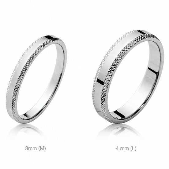 Alliance ciselé moderne • Argent 925 • Bague profil texturé dispo en 3 mm ou 5 mm • Bijou de mariage unisexe • Options de gravure gratuite