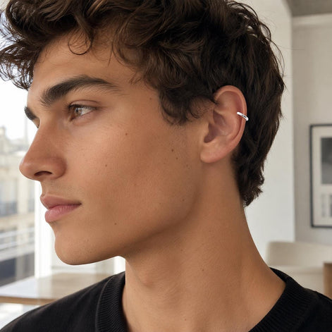 Ear cuff minimaliste • Argent 925 • Bague d'oreille design minimaliste • Bijou pour cartilage hélix