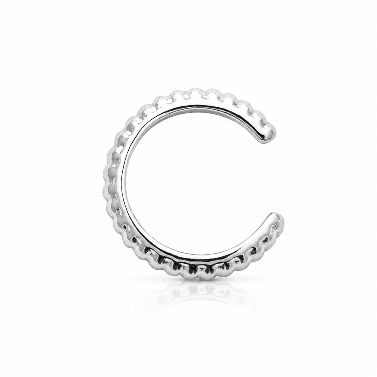 Ear cuff large billes • Argent 925 • Bague d'oreille perlée boules • Bijou pour cartilage hélix