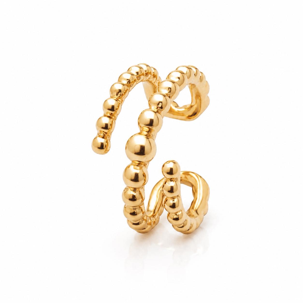 Ear cuff boules en spirale • plaqué Or 18K • Bague d'oreille billes rondes • Bijou pour cartilage hélix