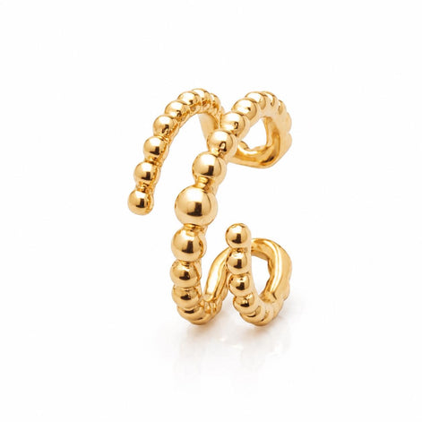 Ear cuff boules en spirale • plaqué Or 18K • Bague d'oreille billes rondes • Bijou pour cartilage hélix