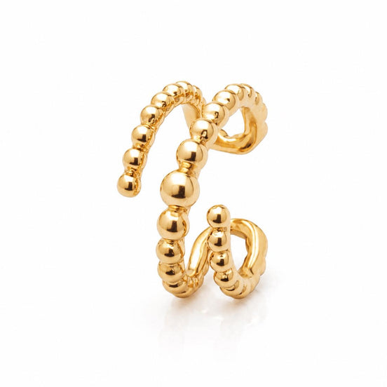 Ear cuff boules en spirale • plaqué Or 18K • Bague d'oreille billes rondes • Bijou pour cartilage hélix