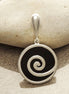 Black Spiral Pendant, Sterling Silver, Onyx Pendant, Black Stone Pendant, Geometric Spiral Jewelry