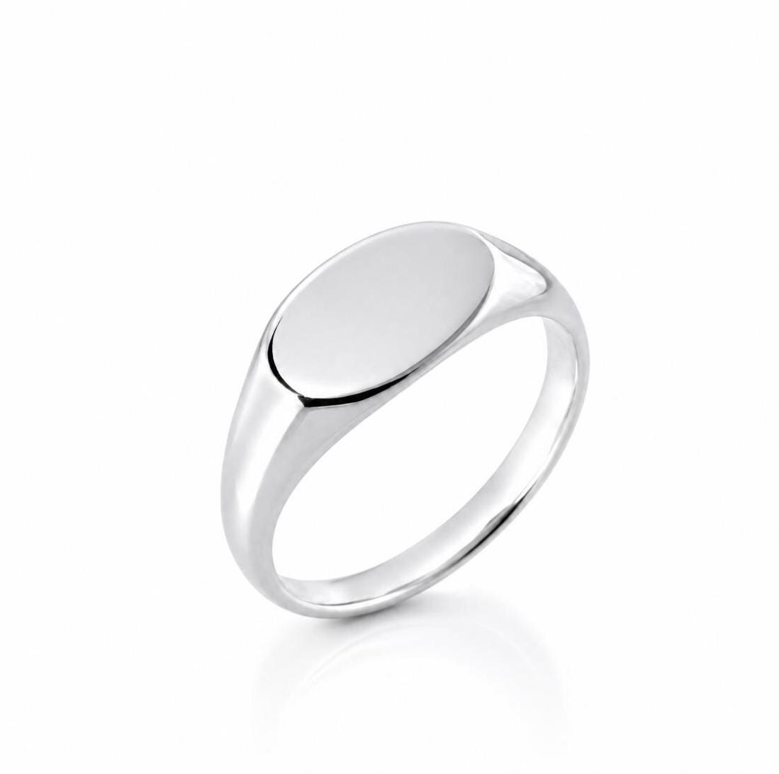 Bague chevalière ovale • Bijoux lettres initiales Argent 925 • Anneau unisexe pour petit doigt • option gravure