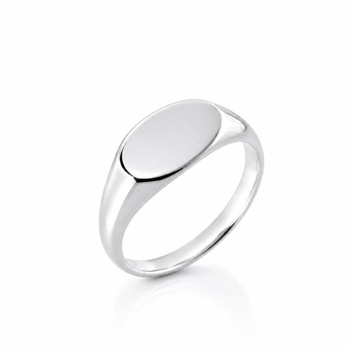 Bague chevalière ovale • Bijoux lettres initiales Argent 925 • Anneau unisexe pour petit doigt • option gravure