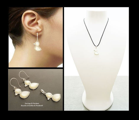 Bird Earrings, Sterling Silver, Animal, Earrings Set, genuine White Mother-of Pearl Shell, Duck Earrings Set, Cute birdy Pendant