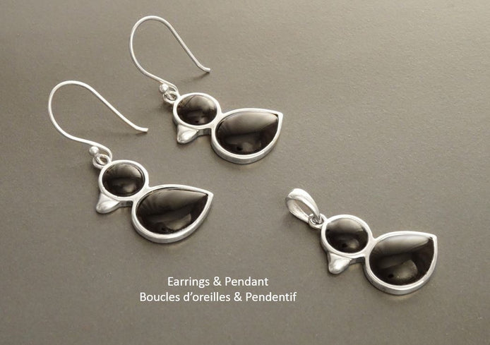 Black Bird Earrings, Sterling Silver, Animal, Earrings Set, Onyx Stone , Duck Earrings Set, Cute birdy Jewelry