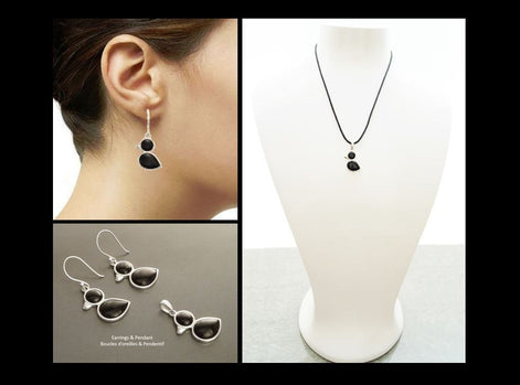 Black Bird Earrings, Sterling Silver, Animal, Earrings Set, Onyx Stone , Duck Earrings Set, Cute birdy Jewelry