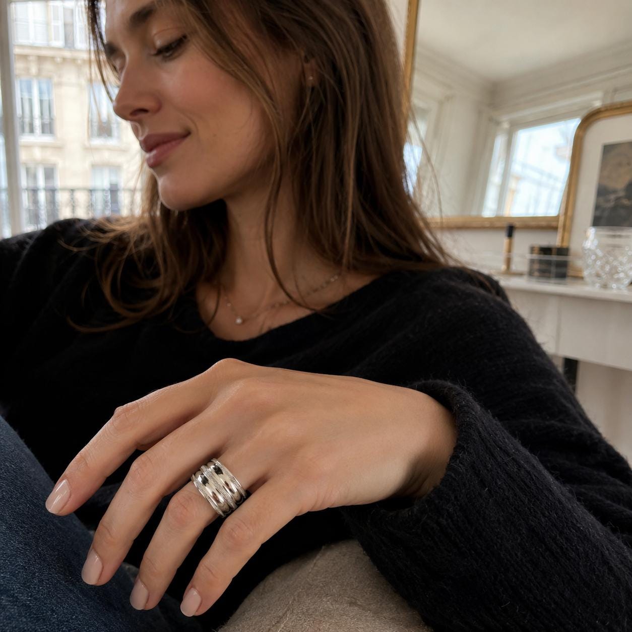 Bague armure Bali • Anneau Large bombé en argent 925 • Motif tressé • Bijou tribal unisexe