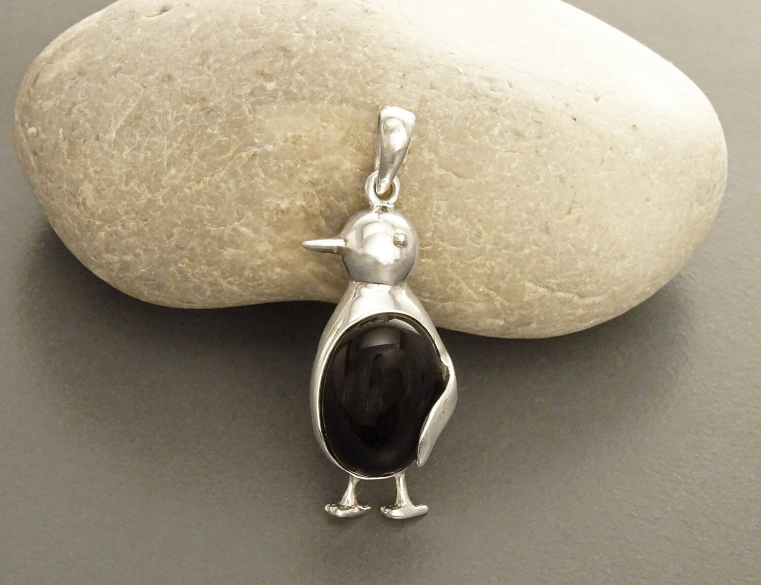 Penguin Bird Earrings - Sterling Silver, Gemstone earrings, Black Onyx Earrings, Onyx Jewelry, Bird Earrings, Animal, Artic Animals jewelry.