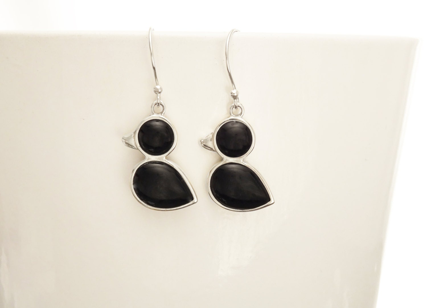Black Bird Earrings, Sterling Silver, Animal, Earrings Set, Onyx Stone , Duck Earrings Set, Cute birdy Jewelry