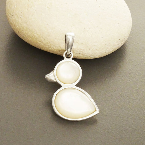 Duck Bird Pendant - Sterling Silver, 925, Mop, Mother of Pearl, Animals Pendant, Birdy, Animals, Dainty Jewelry, Teens Jewelry, Nature.