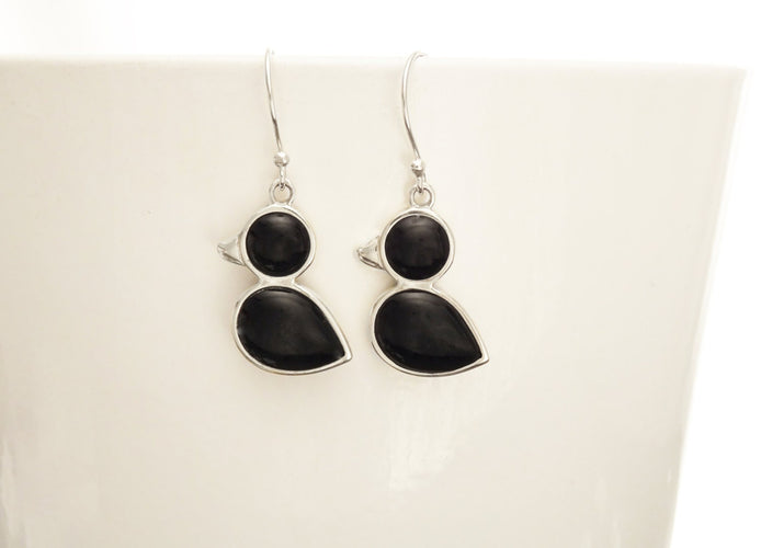 Duck Earrings - Sterling Silver, Ducks Bird, Black Onyx stone, Birds Jewelry, Dainty Pendant, Cute Jewelry, Kawaii, Animals Jewelry, 925.