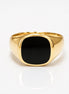 Chevalière onyx noir • Plaqué Or 18K • Bague homme moderne • Anneau pierre carré noire • bijoux unisexe