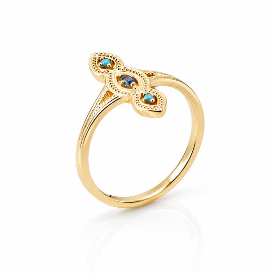 Bague boho couleur rétro pop • Plaqué Or 18K • Anneau mosaïque pierres multi formes colorés • Bijou glamour rétro Art déco multicolore