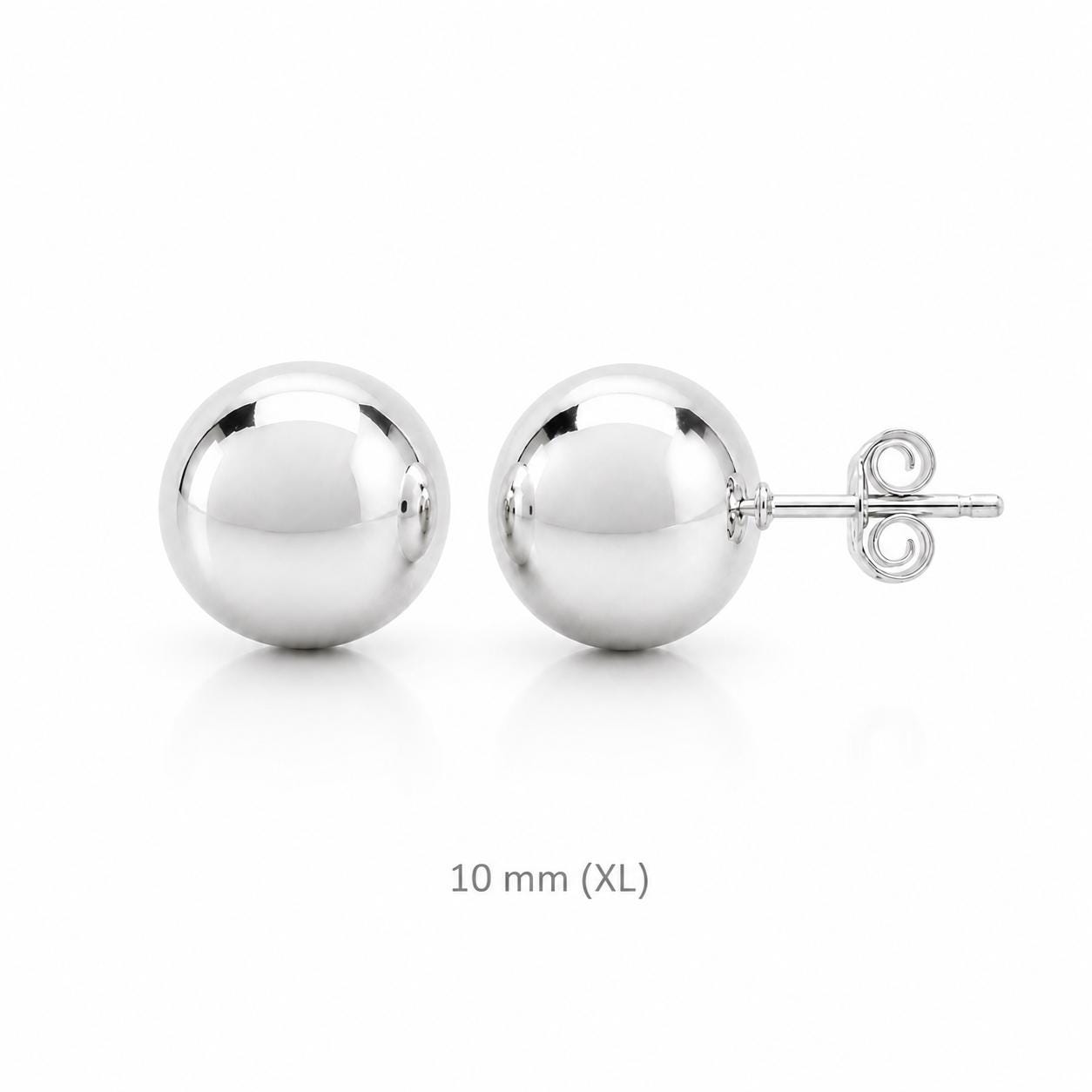 Boucles classiques Boule • Argent 925 • Clous d'oreilles boules sphère • Huit tailles : 2 mm, 3 mm, 4 mm, 5 mm, 6 mm, 8 mm, 10 mm, 12 mm