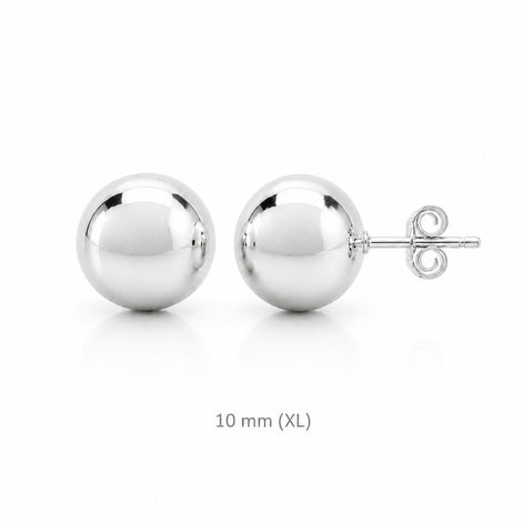 Boucles classiques Boule • Argent 925 • Clous d'oreilles boules sphère • Huit tailles : 2 mm, 3 mm, 4 mm, 5 mm, 6 mm, 8 mm, 10 mm, 12 mm