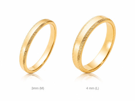 Alliance ciselé moderne • Plaqué Or 18K • Bague profil texturé en 3 mm ou 5 mm • Bijou de mariage unisexe • Options de gravure gratuite