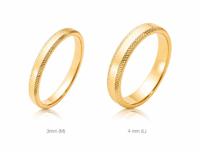 Alliance ciselé moderne • Plaqué Or 18K • Bague profil texturé en 3 mm ou 5 mm • Bijou de mariage unisexe • Options de gravure gratuite
