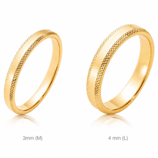 Alliance ciselé moderne • Plaqué Or 18K • Bague profil texturé en 3 mm ou 5 mm • Bijou de mariage unisexe • Options de gravure gratuite