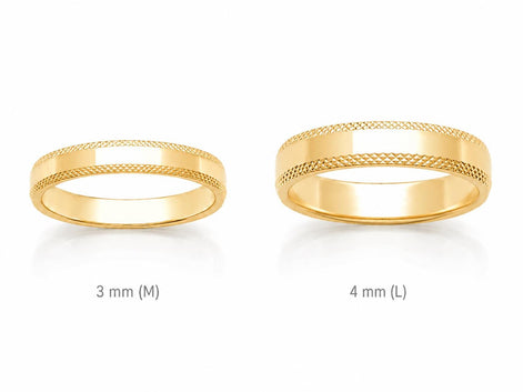 Alliance ciselé moderne • Plaqué Or 18K • Bague profil texturé en 3 mm ou 5 mm • Bijou de mariage unisexe • Options de gravure gratuite