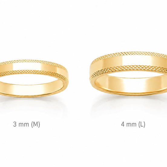 Alliance ciselé moderne • Plaqué Or 18K • Bague profil texturé en 3 mm ou 5 mm • Bijou de mariage unisexe • Options de gravure gratuite