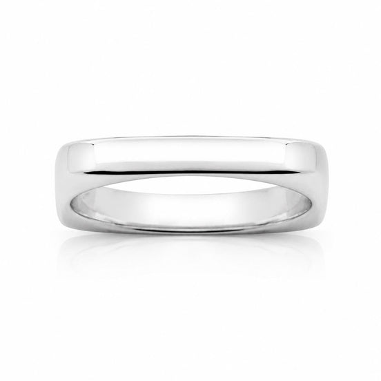 Bague carré • Argent massif poli • Anneau architecture contemporaine • Bijou forme géométrique sculpturale • Accessoire élégant