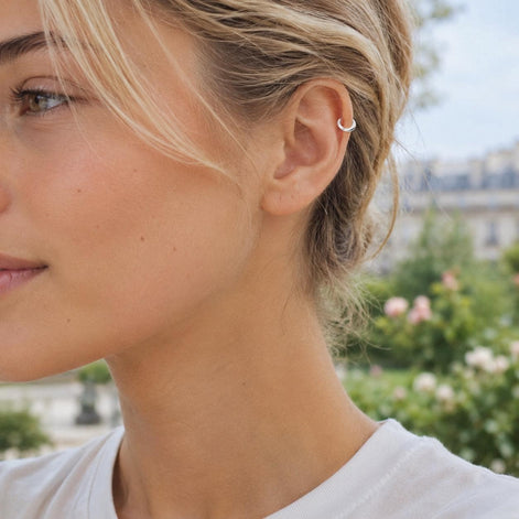 Anneau de cartilage • Boucle hélix argent 925 • Bijou haut d'oreille • Créole Huggie épais • Piercing pour tous les jours