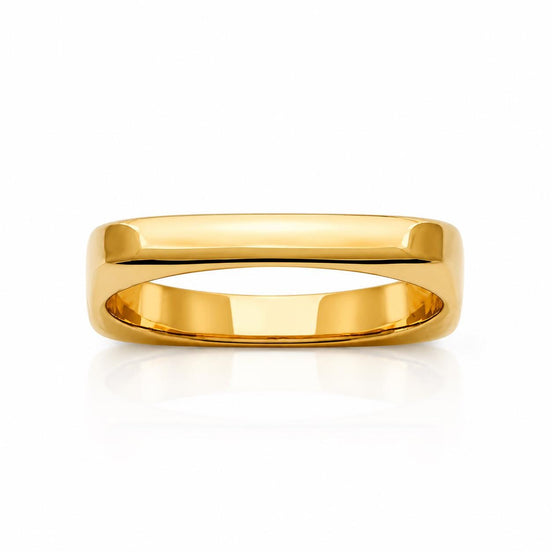Bague carré • Plaqué Or 18K • Anneau architecture contemporaine • Bijou forme géométrique sculpturale • Accessoire élégant