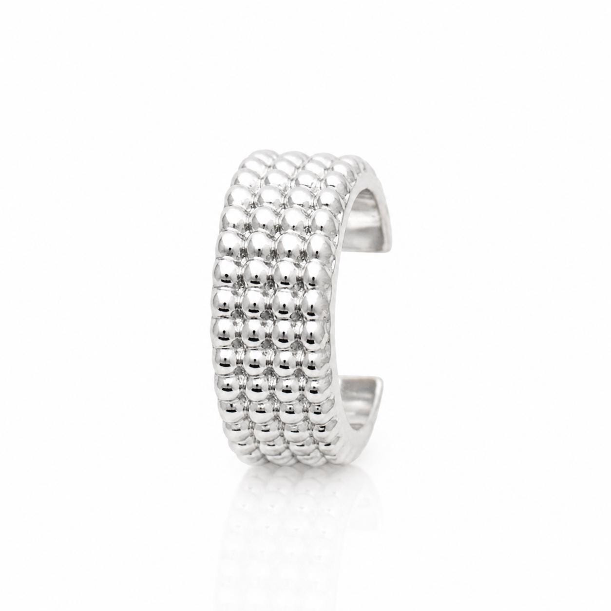Ear cuff large billes • Argent 925 • Bague d'oreille perlée boules • Bijou pour cartilage hélix