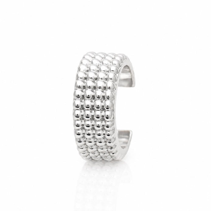 Ear cuff large billes • Argent 925 • Bague d'oreille perlée boules • Bijou pour cartilage hélix
